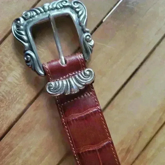 Brighton Accessories - Brighton Belt Brown and Black EmbosSz L 24109 Silver Buckle